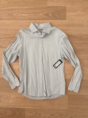 RHONE Men's Light Gray Pinstripe Dress Shirt